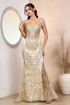 Load image into Gallery viewer, Prom Dresses Long Formal Glitter Print Mermaid Prom Dress Champagne