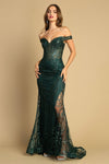 Load image into Gallery viewer, Prom Dresses Long Formal Glitter Print Mermaid Prom DressDark Emerald
