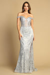 Load image into Gallery viewer, Prom Dresses Long Formal Glitter Print Mermaid Prom Dress Silver