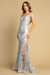 Load image into Gallery viewer, Prom Dresses Long Formal Glitter Print Mermaid Prom Dress Sage