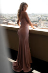 Load image into Gallery viewer, LAF8428 Wholesale Sweetheart Sequin Lace Applique Corset Bodice Sheath Prom Dress with Slit