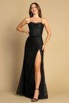 Load image into Gallery viewer, Prom Dresses Glitter Slit Long Formal Corset Prom Dress Black