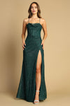 Load image into Gallery viewer, Prom Dresses Glitter Slit Long Formal Corset Prom Dress Emerald