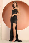 Load image into Gallery viewer, Prom Dresses Fitted Glitter Print Long Formal Prom Dress Dark Emerald