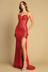 Load image into Gallery viewer, Prom Dresses Fitted Glitter Print Long Formal Prom Dress Red
