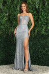 Load image into Gallery viewer, Prom Dresses Fitted Glitter Print Long Formal Prom Dress Dark Emerald