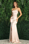 Load image into Gallery viewer, Prom Dresses Long Fitted Slit Formal Pleated Prom Dress Deep Champagne