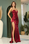 Load image into Gallery viewer, Prom Dresses Pleated Long Formal Slit Prom Dress Burgundy