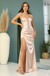 Load image into Gallery viewer, Prom Dresses Pleated Long Formal Slit Prom Dress Deep Champagne
