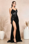 Load image into Gallery viewer, Prom Dresses Prom Long Slit Sequin Detail Formal Dress  Black