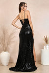 Load image into Gallery viewer, Prom Dresses Prom Long Slit Sequin Detail Formal Dress  Black
