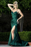 Cargar imagen en el visor de la galería, LAF8455 Wholesale Satin Trumpet Prom Dress with Corset Bodice Sweetheart Neckline &amp; High Slit - HUNTER GREEN - Long Prom Dress LAF