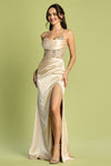 Load image into Gallery viewer, LA Merchandise LAL3188 Spaghetti Strap Pleated Slit Long Prom Gown - - Prom Dresses LAL
