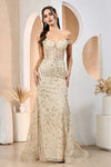 Load image into Gallery viewer, Prom Dresses Long Sequin Printed Prom Formal Dress Champagne