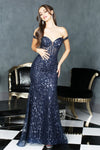 Load image into Gallery viewer, Prom Dresses Long Sequin Printed Prom Formal Dress Navy