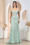 Load image into Gallery viewer, Prom Dresses Long Sequin Printed Prom Formal Dress Sage
