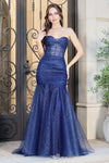 Load image into Gallery viewer, Prom Dresses Long Formal Glitter Mermaid Prom Dress Navy