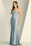 Load image into Gallery viewer, Prom Dresses Prom Long Fitted Slit Corset Lace Formal Dress Dusty Blue