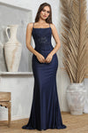 Load image into Gallery viewer, Prom Dresses Prom Long Fitted Slit Corset Lace Formal Dress Navy