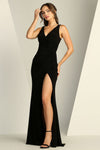 Load image into Gallery viewer, Prom Dresses Prom Long Fitted Slit Formal Dress Black