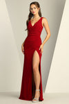 Load image into Gallery viewer, Prom Dresses Prom Long Fitted Slit Formal Dress Burgundy