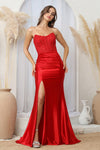 Load image into Gallery viewer, Prom Dresses Long Formal Lace Slit Prom Dress Red