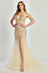 Load image into Gallery viewer, Prom Dresses Long Mermaid Formal Beaded Corset Prom Dress Champagne