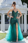 Load image into Gallery viewer, Prom Dresses Long Mermaid Formal Beaded Corset Prom Dress Emerald