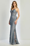 Load image into Gallery viewer, Prom Dresses Glitter Long Fitted Formal Applique Prom Dress Periwinkle