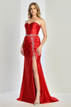 Load image into Gallery viewer, Prom Dresses Prom Corset Long Formal Slit Beaded Dress Red