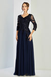Load image into Gallery viewer, Wholesale V-Neck 3/4 Illusion Sleeve Lace Appliqué Sequin A-Line Evening Gown by LAL3247-03