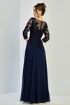 Load image into Gallery viewer, Wholesale V-Neck 3/4 Illusion Sleeve Lace Appliqué Sequin A-Line Evening Gown by LAL3247-03