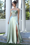 Load image into Gallery viewer, Prom Dresses Pleated A Line Long Formal Corset Pocket Pocket Dress Sage