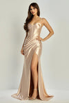 Load image into Gallery viewer, LA Merchandise LAL3256 Spaghetti Strap Pleated Slit Long Prom Dress