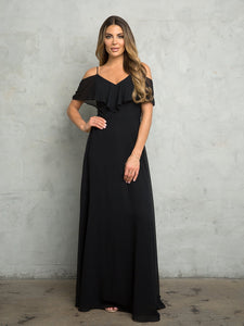 Wholesale Cold Shoulder Ruffle Chiffon Bridesmaid Dress By LAV3263