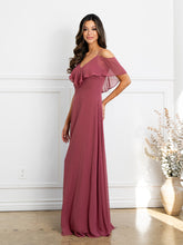 Load image into Gallery viewer, Wholesale Cold Shoulder Ruffle Chiffon Bridesmaid Dress By LAV3263