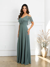 Load image into Gallery viewer, Wholesale Cold Shoulder Ruffle Chiffon Bridesmaid Dress By LAV3263