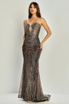 Load image into Gallery viewer, LA Merchandise LAL3263 Strapless Fitted Glitter Long Formal Prom Gown