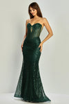 Load image into Gallery viewer, LA Merchandise LAL3263 Strapless Fitted Glitter Long Formal Prom Gown