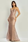 Load image into Gallery viewer, LA Merchandise LAL3263 Strapless Fitted Glitter Long Formal Prom Gown
