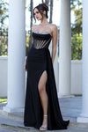 Load image into Gallery viewer, Prom Dresses Beaded Prom Long Formal Slit Corset Evening Dress Red