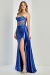 Load image into Gallery viewer, Prom Dresses Beaded Prom Long Formal Slit Corset Evening Dress  Royal Blue