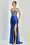Load image into Gallery viewer, Prom Dresses Prom Long Corset Beaded Slit Formal Dress  Royal Blue
