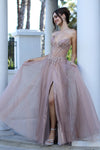 Load image into Gallery viewer, Prom Dresses Prom Long A Line Corset Beaded Formal Dress Mocha Gold