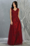Load image into Gallery viewer, La Merchandise LA1799 Plus Size V-Neck Embroidered A-line Formal Gown - BURGUNDY - LA Merchandise