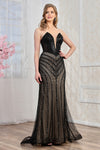 Load image into Gallery viewer, Prom Dresses Prom Fitted Long Formal Beaded Dress Black Nude