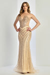 Load image into Gallery viewer, Prom Dresses Prom Fitted Long Formal Beaded Dress Gold