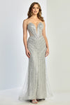 Load image into Gallery viewer, Prom Dresses Prom Fitted Long Formal Beaded Dress Silver