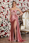 Load image into Gallery viewer, Prom Dresses Pleated Long Formal Beaded Prom Dress Rose