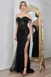 Load image into Gallery viewer, Prom Dresses Fitted Long Formal Beaded Prom Corset Dress Black